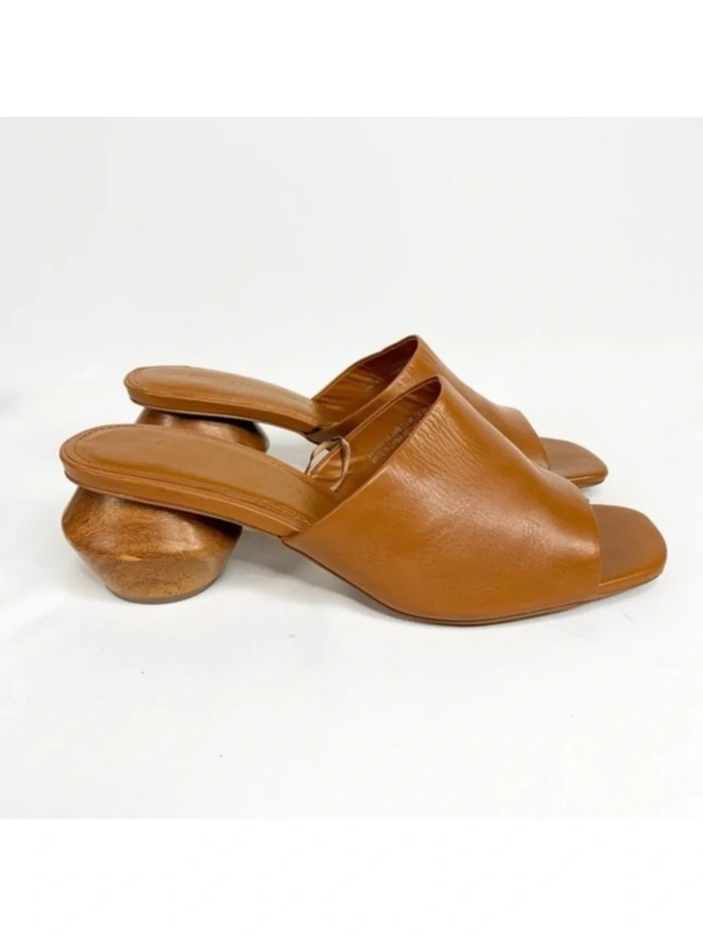 Zara Tan Leather Open-Toe Mule Sandals - Picture 9 of 9